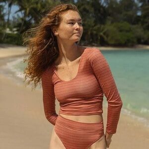 Albion Swim Top Sunset Striped Long sleeve